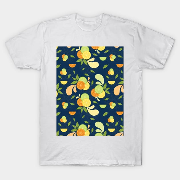 Citrus Splash Seamless Surface Pattern Design T-Shirt by zarya_kiqo